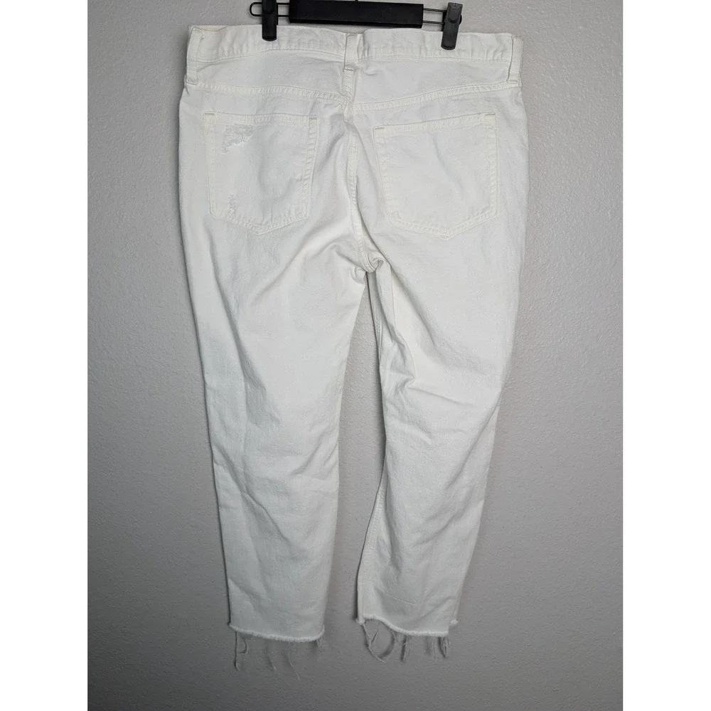 Gap Jeans‎ Mens 33 White Distressed Straight Leg Raw Hem Denim Short Inseam